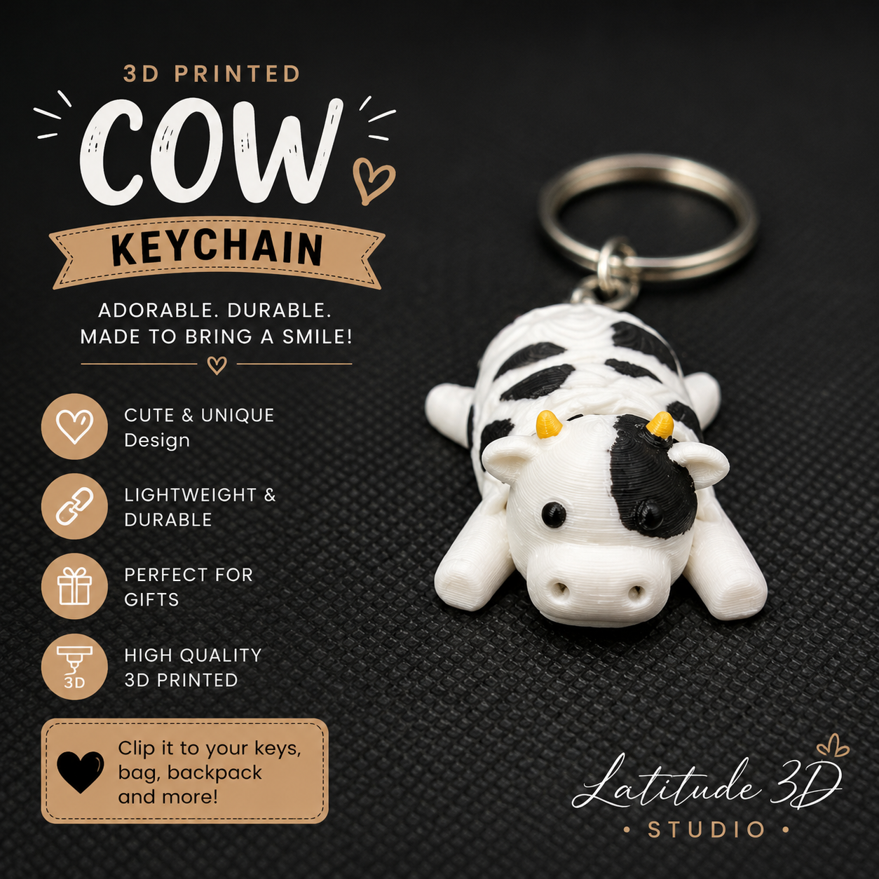 Articulated Cow Keychain