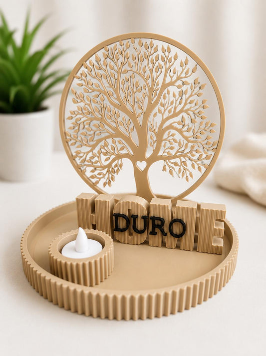 Personalized Tree of Life Home Décor Set | Decorative Tray, Candle & Custom Family Name HOME Sign